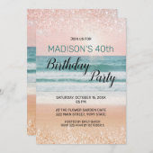 ビーチの誕生日パーティー招待状 招待状 (正面/裏面)