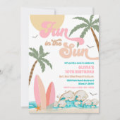 ビーチの誕生日パーティー招待状 招待状 (正面)