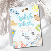 ビーチの誕生日パーティー招待状 水泳の誕生日 招待状