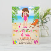 ビーチの誕生日招待状 夏のビーチ招待状 招待状 (スタンド正面)