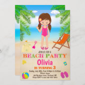 ビーチの誕生日招待状 夏のビーチ招待状 招待状 (正面/裏面)