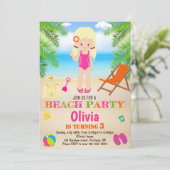 ビーチの誕生日招待状 夏のビーチ招待状 招待状 (スタンド正面)