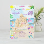 ビーチの誕生日招待状 招待状 (スタンド正面)