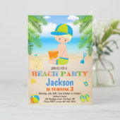 ビーチの誕生日招待状 男の子のビーチ招待状 招待状 (スタンド正面)