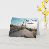 ビーチの誕生日 カード (黄色い花)