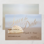 ビーチの貝殻とハートでSave The Date セーブザデート (正面/裏面)