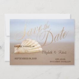 ビーチの貝殻とハートでSave The Date セーブザデート