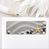 ビーチの貝殻とヒトデの背景 ラベル (インサイチュ)