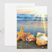 ビーチの貝殻とヒトデ 招待状 (正面/裏面)