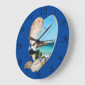 ビーチの貝殻の壁のビーチシーン ラージ壁時計 (傾斜)