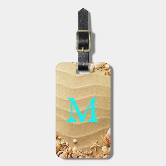 ビーチの貝殻の砂のハワイのモノグラムの荷物のラベル ラゲッジタグ (正面縦)