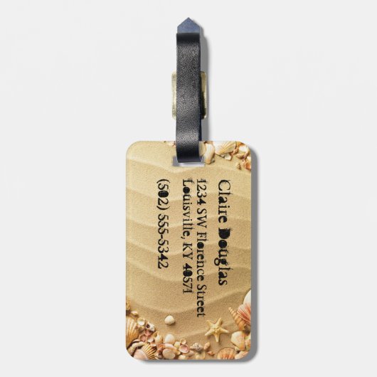 ビーチの貝殻の砂のハワイのモノグラムの荷物のラベル ラゲッジタグ (裏面縦)