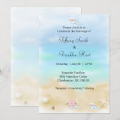 ビーチの貝殻 ウェディング 招待状 (正面/裏面)