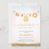 ビーチの赤ちゃんが赤ちゃんシャワーを浴びる途中 招待状 (正面)