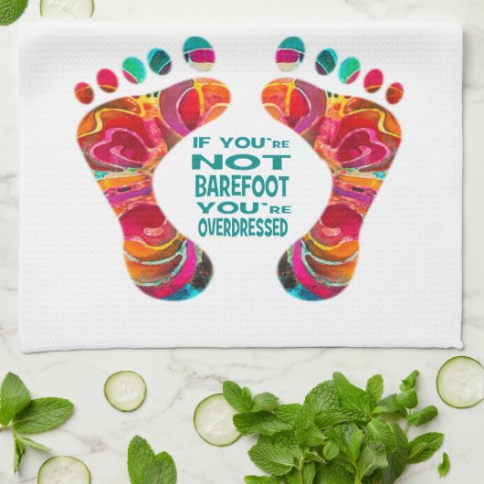 ビーチの足タオルのはだしのろうけつ染め キッチンタオル (折り畳み)