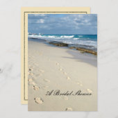 ビーチの足跡 ブライダルシャワーの招待状 招待状 (正面/裏面)