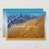 ビーチの足音は空白のなカード感謝していしています サンキューカード (正面/裏面)