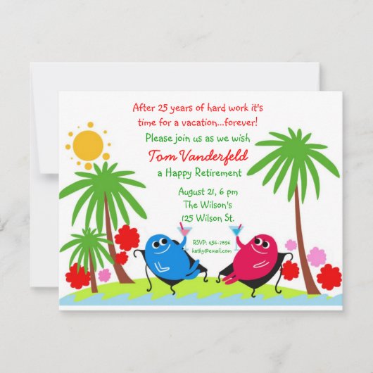 ビーチの退職のパーティの招待状で飲むこと 招待状 (正面)