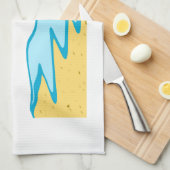 ビーチの退職は名前および日付を加えます キッチンタオル (四つ折り)