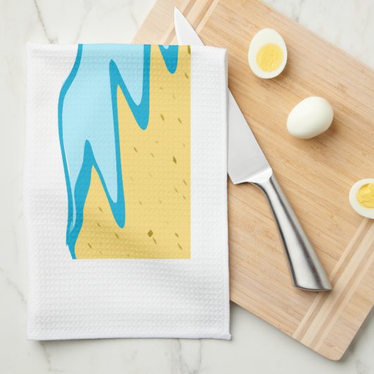 ビーチの退職は名前および日付を加えます キッチンタオル (四つ折り)