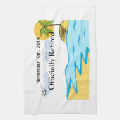 ビーチの退職は名前および日付を加えます キッチンタオル (縦)