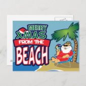 ビーチの郵便はがきからのメリークリスマス シーズンポストカード (正面/裏面)
