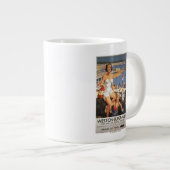 ビーチの鉄道ポスターの母及び息子 ジャンボコーヒーマグカップ (正面右)