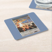 ビーチの鉄道ポスターの母及び息子 スクエアペーパーコースター (アングル)