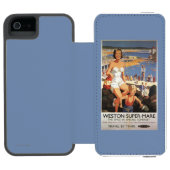 ビーチの鉄道ポスターの母及び息子 INCIPIO iPhoneウォレットケース (フォリオオープン)