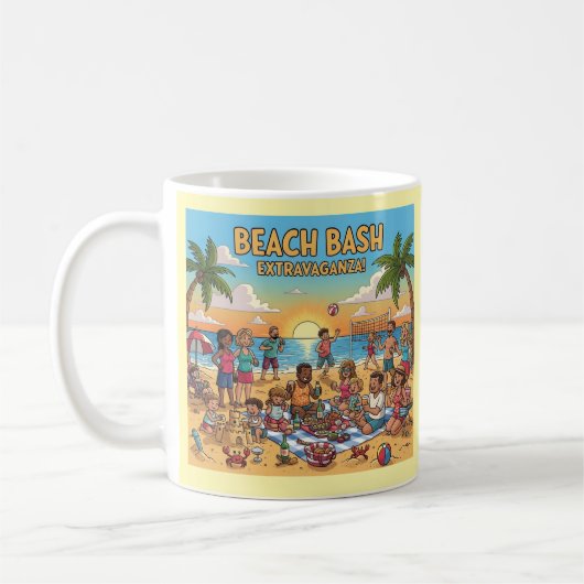 ビーチの集まり コーヒーマグカップ (左)