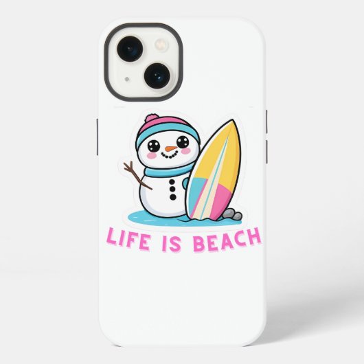 ビーチの雪だるまの雰囲気 iPhoneケース (裏面)
