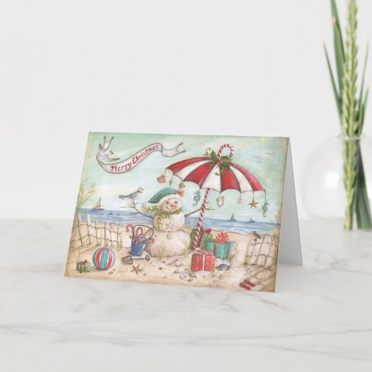 ビーチの雪だるま シーズンカード (正面)