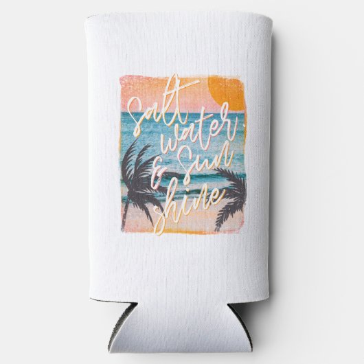 ビーチの雰囲気 コオジー - 塩水と太陽の輝き スリム缶クーラー (正面)