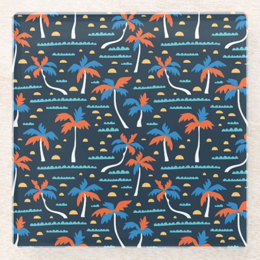 ビーチの雰囲気:ヴィンテージハワイアンエレガンス。 ガラスコースター (正面)