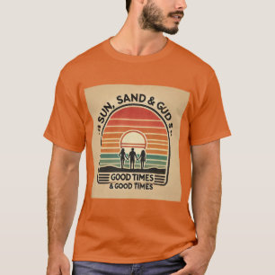 ビーチの雰囲気 夕焼けの友情 目標 Tシャツ