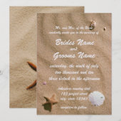 ビーチの静けさのウェディング 招待状 (正面/裏面)