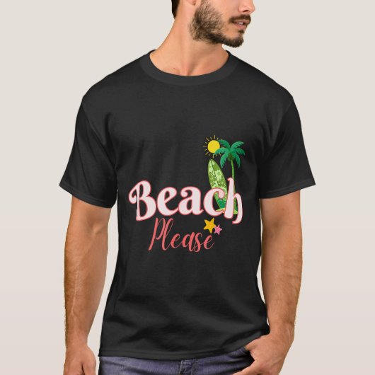 ビーチの面白い夏休みグラフィック かわいい海岸 Tシャツ (正面)