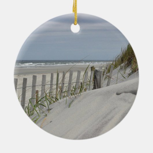 ビーチの風化させた塀そして砂丘 セラミックオーナメント (裏面)
