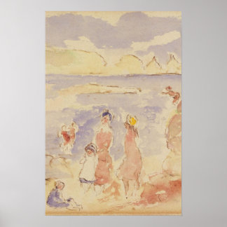 ビーチの風景のスケッチアート ポスター
