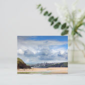 ビーチの風景Cornwall UKのデイマー湾 ポストカード (スタンド正面)