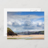 ビーチの風景Cornwall UKのデイマー湾 ポストカード (正面/裏面)