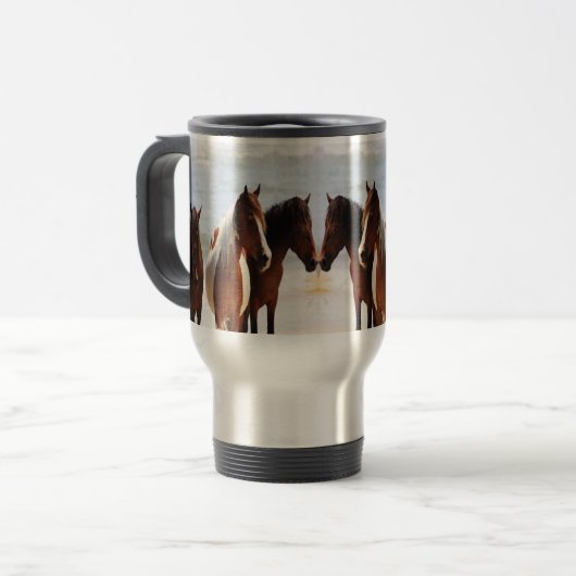 ビーチの馬旅行か通勤者のマグ トラベルマグ (正面左)