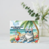 ビーチの髪の毛は気にしない猫のポストカード ポストカード (スタンド正面)