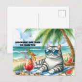 ビーチの髪の毛は気にしない猫のポストカード ポストカード (正面/裏面)