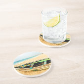 ビーチの魚釣りの小舟 コースター (側面)