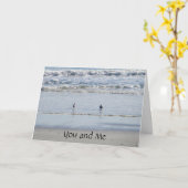 ビーチの鳥は永遠にあなたと私を言う カード (黄色い花)