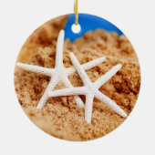 ビーチの2匹のヒトデ セラミックオーナメント (裏面)