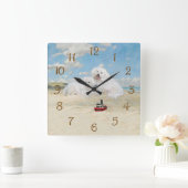 ビーチのBichons スクエア壁時計 (ホーム)