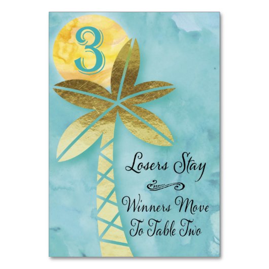 ビーチのBuncoのテーブルカード#3 テーブルナンバー (正面)