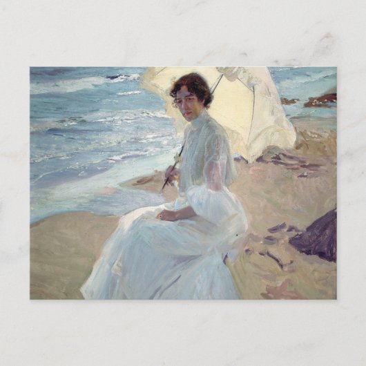 ビーチのClotilde - Joaquín Sorolla ポストカード (正面)